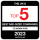 Top 5 Best mid-sized companies to work for in the UK 2023