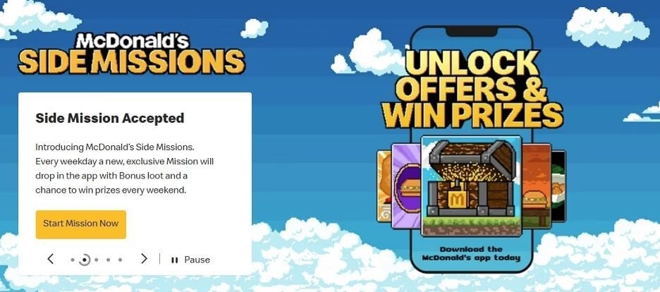 McDonald's Side Missions promotion – unlock offers, win prizes, and earn bonus rewards in the McDonald's app with daily missions and weekend prize opportunities.