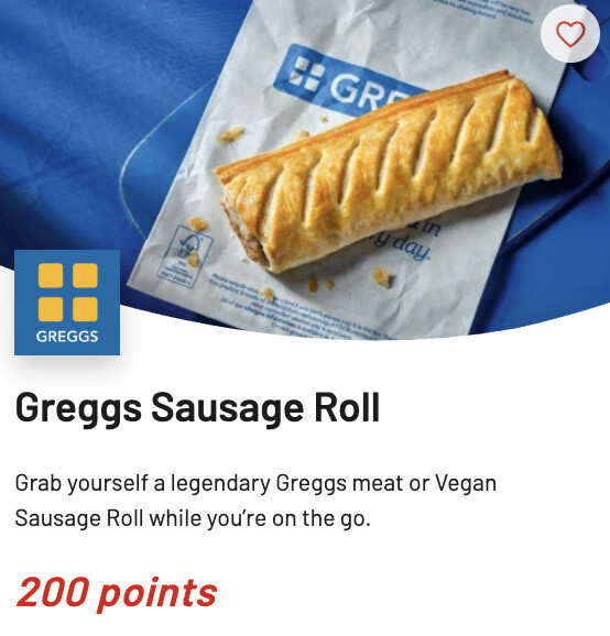 Virgin Red Greggs Sausage Roll Offer