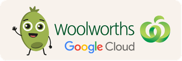 Woolworths Olive AI Assistant beside Woolworths and Google logos on a transparent background
