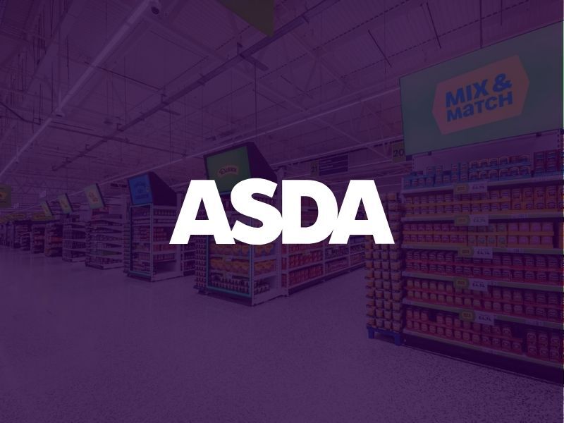 ASDA supermarket aisle with Mix & Match signage and ASDA logo overlay