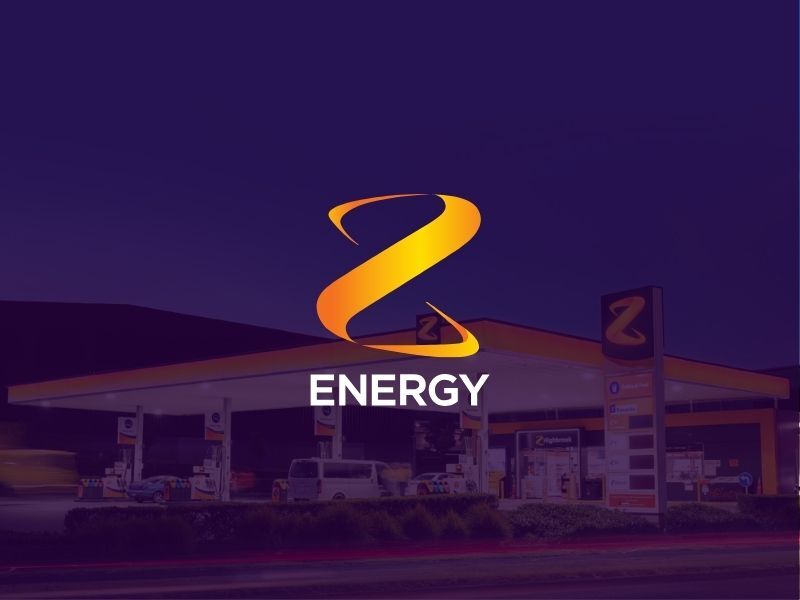 Z Energy fuel station with bright canopy and logo at night