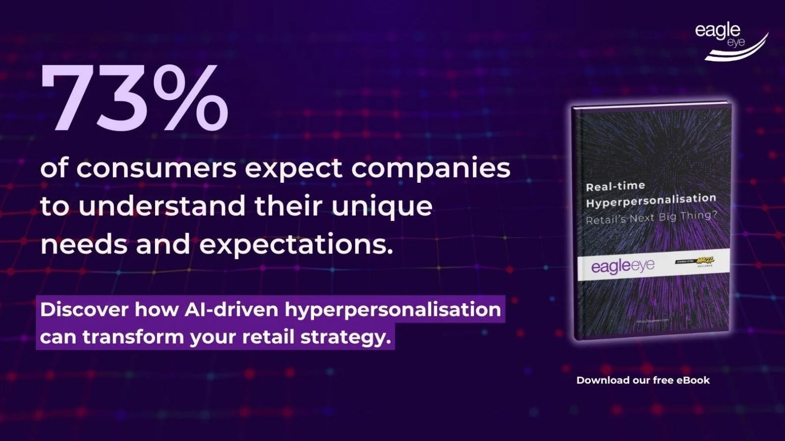 Eagle Eye eBook promo stating 73% of consumers expect companies to understand their unique needs.