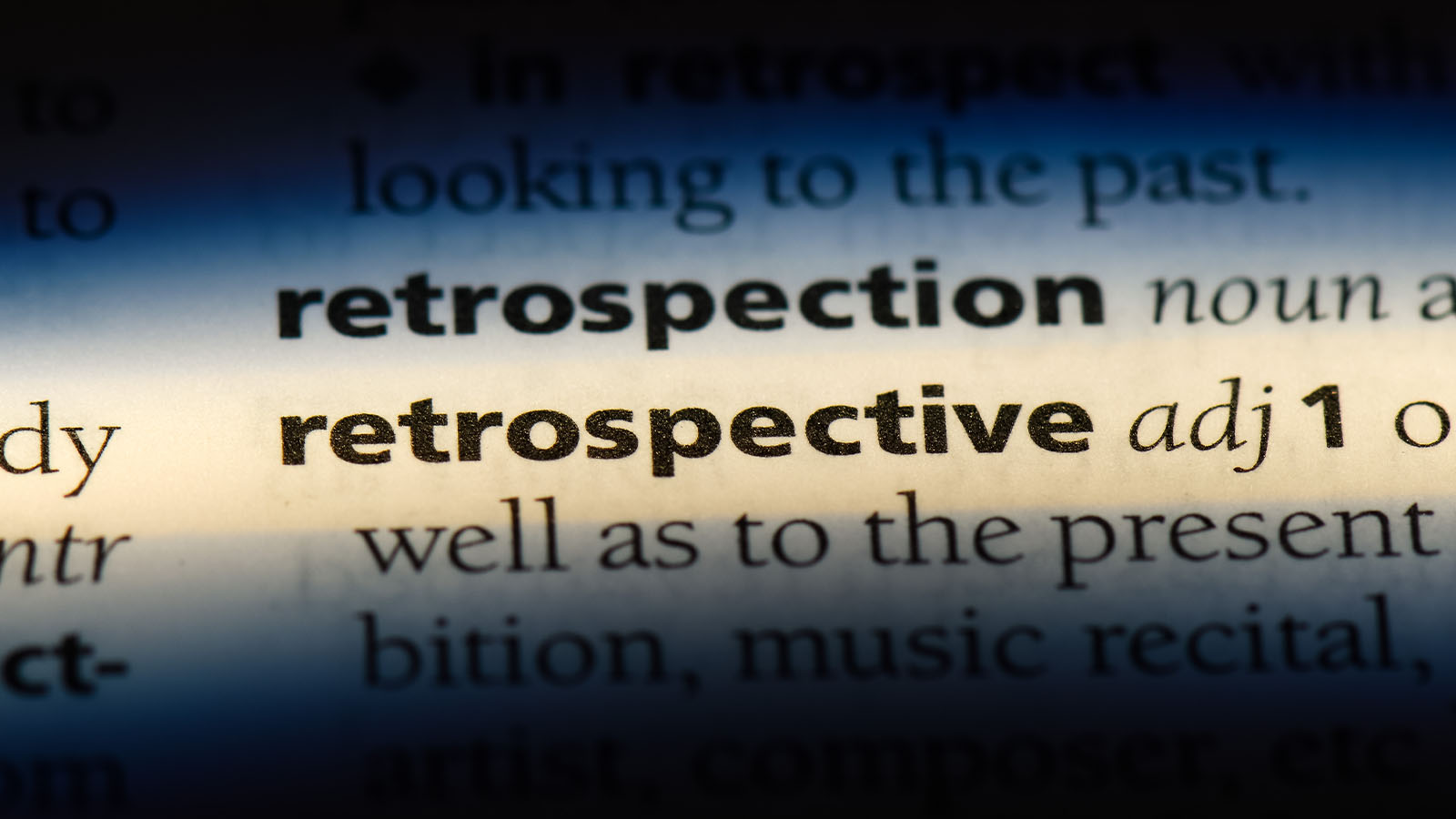 retrospective word in a dictionary